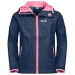 Jack Wolfskin Regenjacke Rainy (wind- und wasserdicht) indigoblau/pink Kinder
